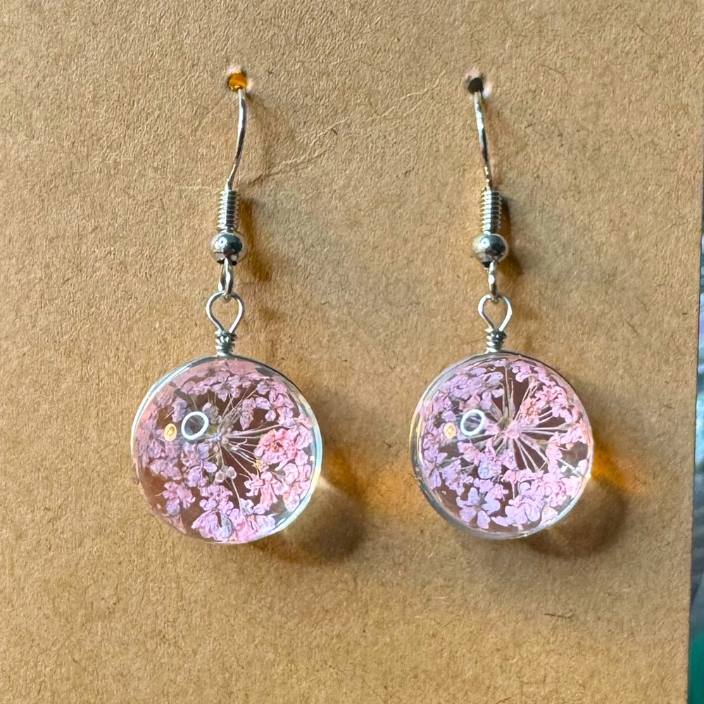 Pink Floral Drop Earrings